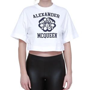 Alexander McQueen Cropped T-shirt Top White
